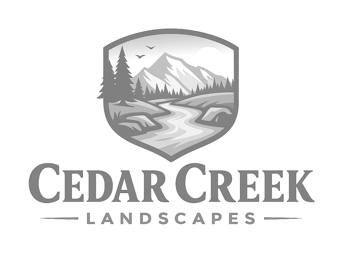 cedar creek landscapes logo upscaled transparent light greyscale